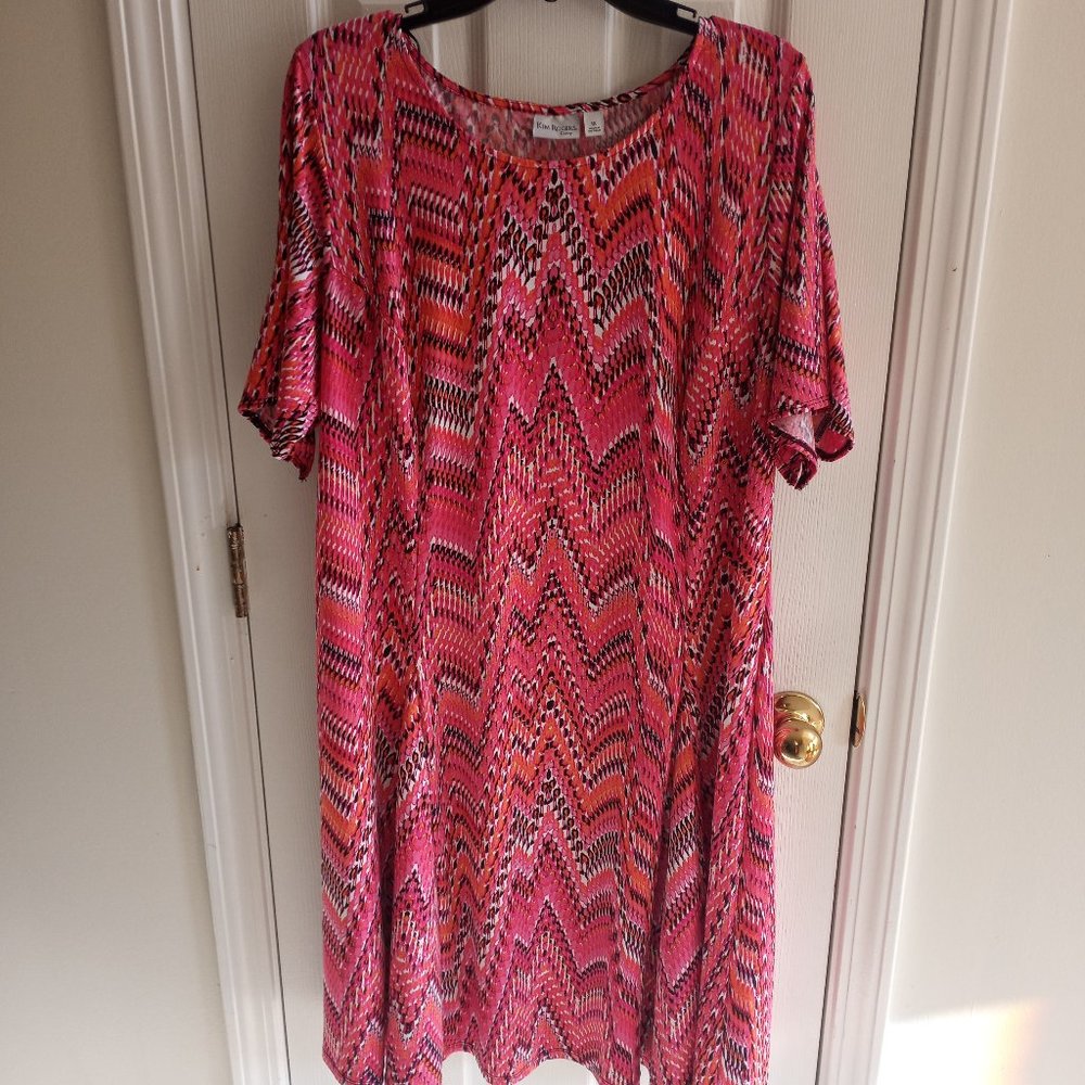 Multi Color Kim Rogers Short Sleeve Dress Size1X